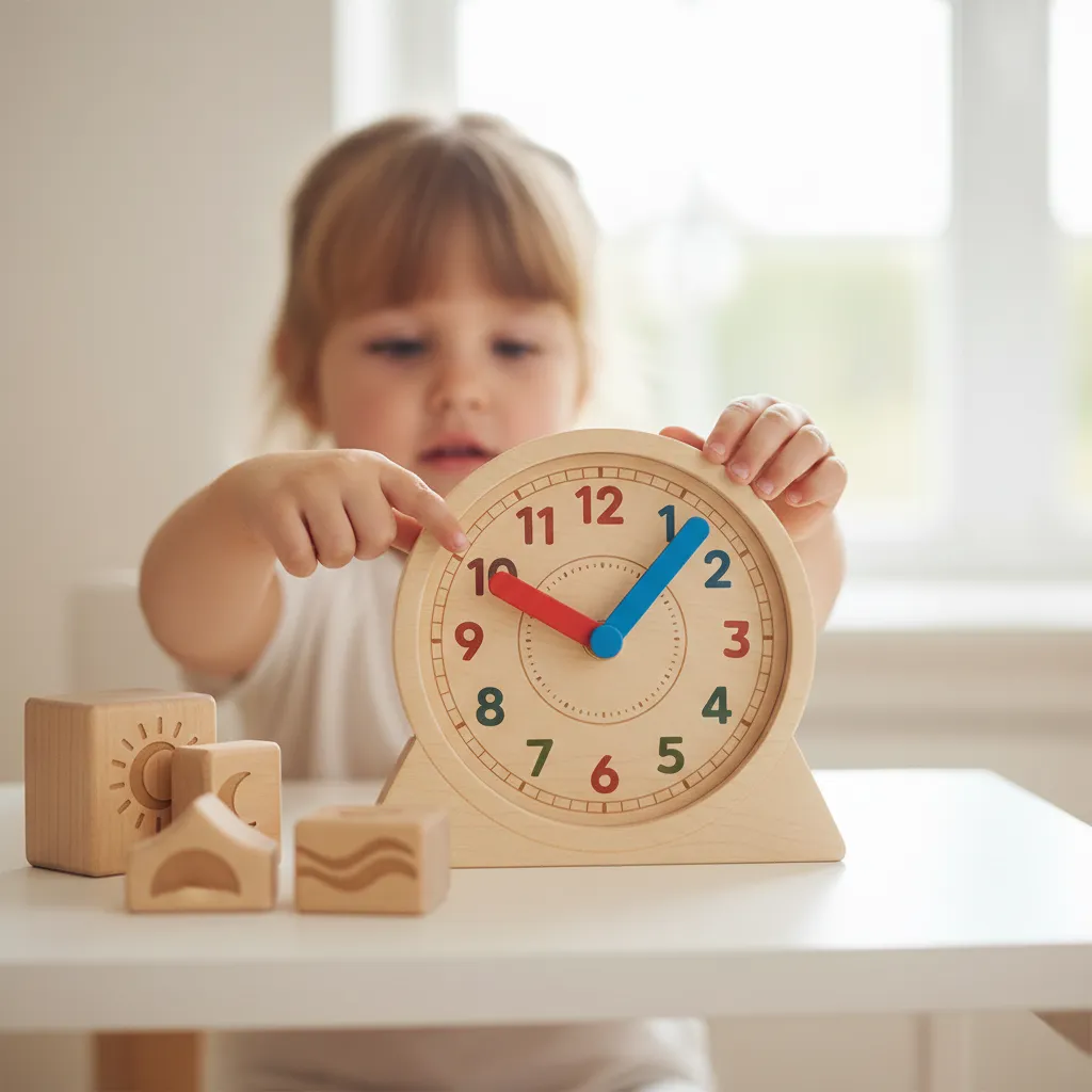 Horloge d'apprentissage colorée accrochée dans une chambre d'enfant
