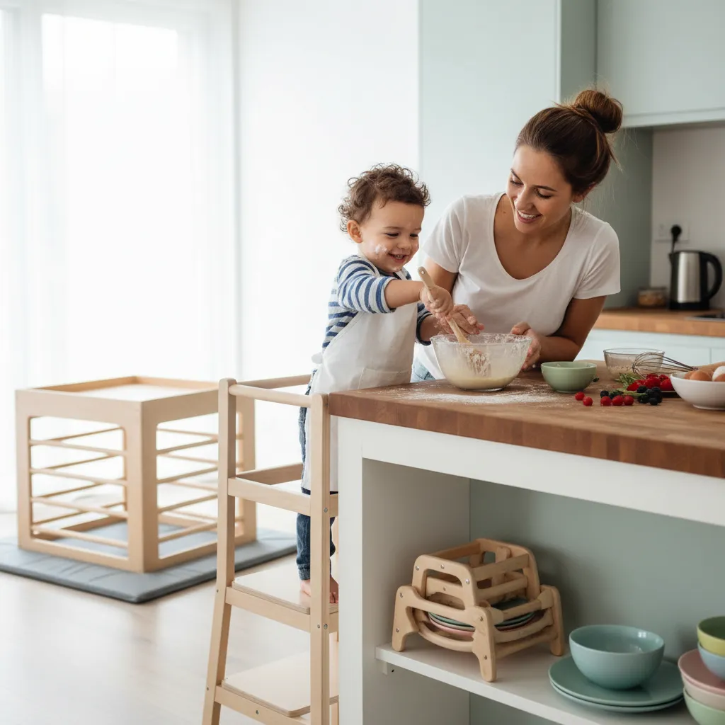 Tour d'observation Montessori réalisée à partir d'un marchepied IKEA